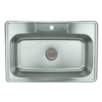 Pelican PL-VT3322-1 18G Stainless Steel Single Bowl Topmount Kitchen Sink 33'' x 22'' w/ 1 Hole